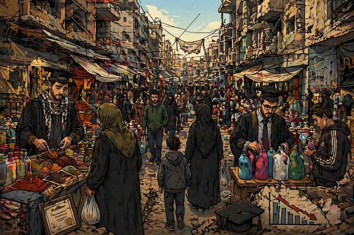 Gaza's Highly Educated Graduates Forced to Trade Diplomas for Spice Stalls